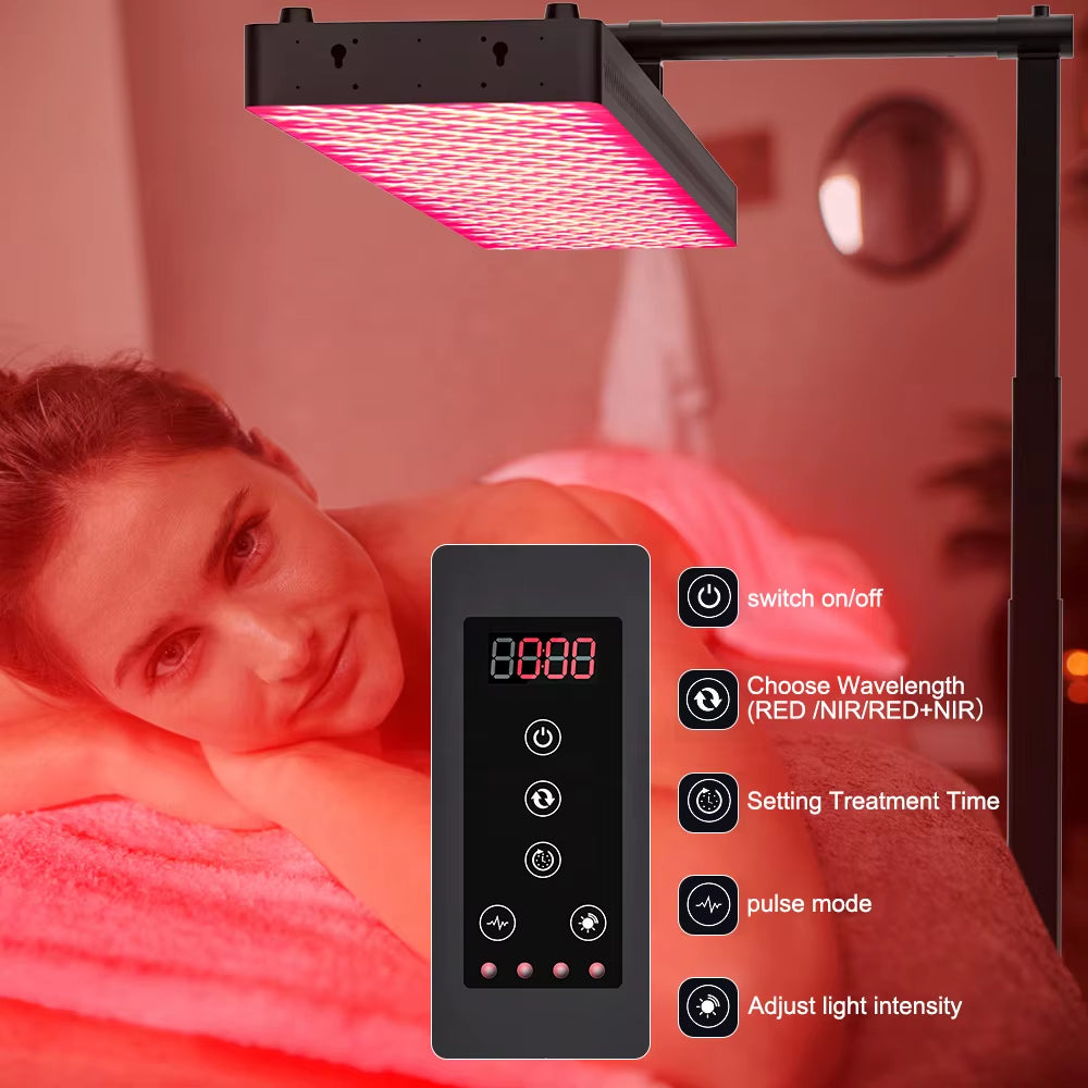 Red Light Therapy Panel with Stand 360 Degree Rotation Foldable Home Red Light Bed 600Nm 850Nm Infrared Light Therapy