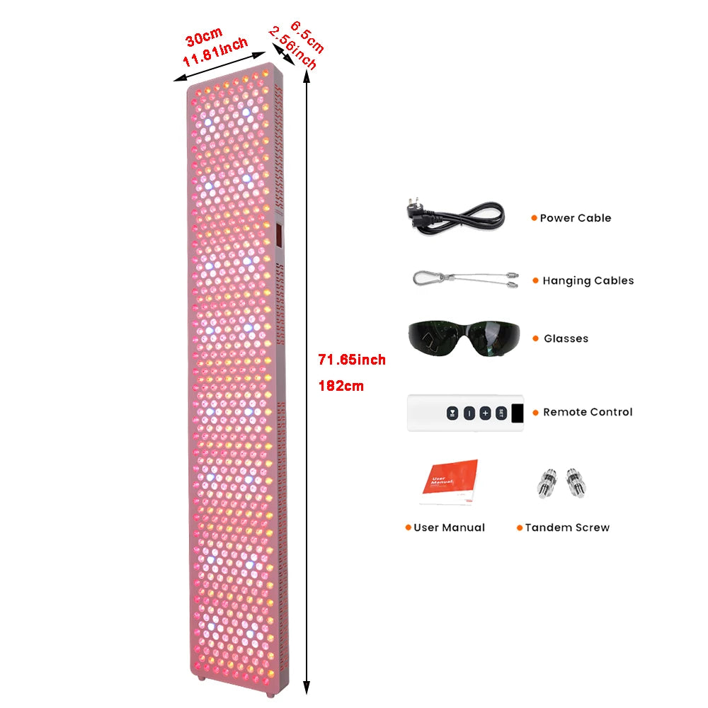 Red Light Therapy 1.82M Tall Full Body Red Light Therapy Bed 480&590Nm 1060Nm 850Nm 9 Wavelengths Led Light Therapy with Stand
