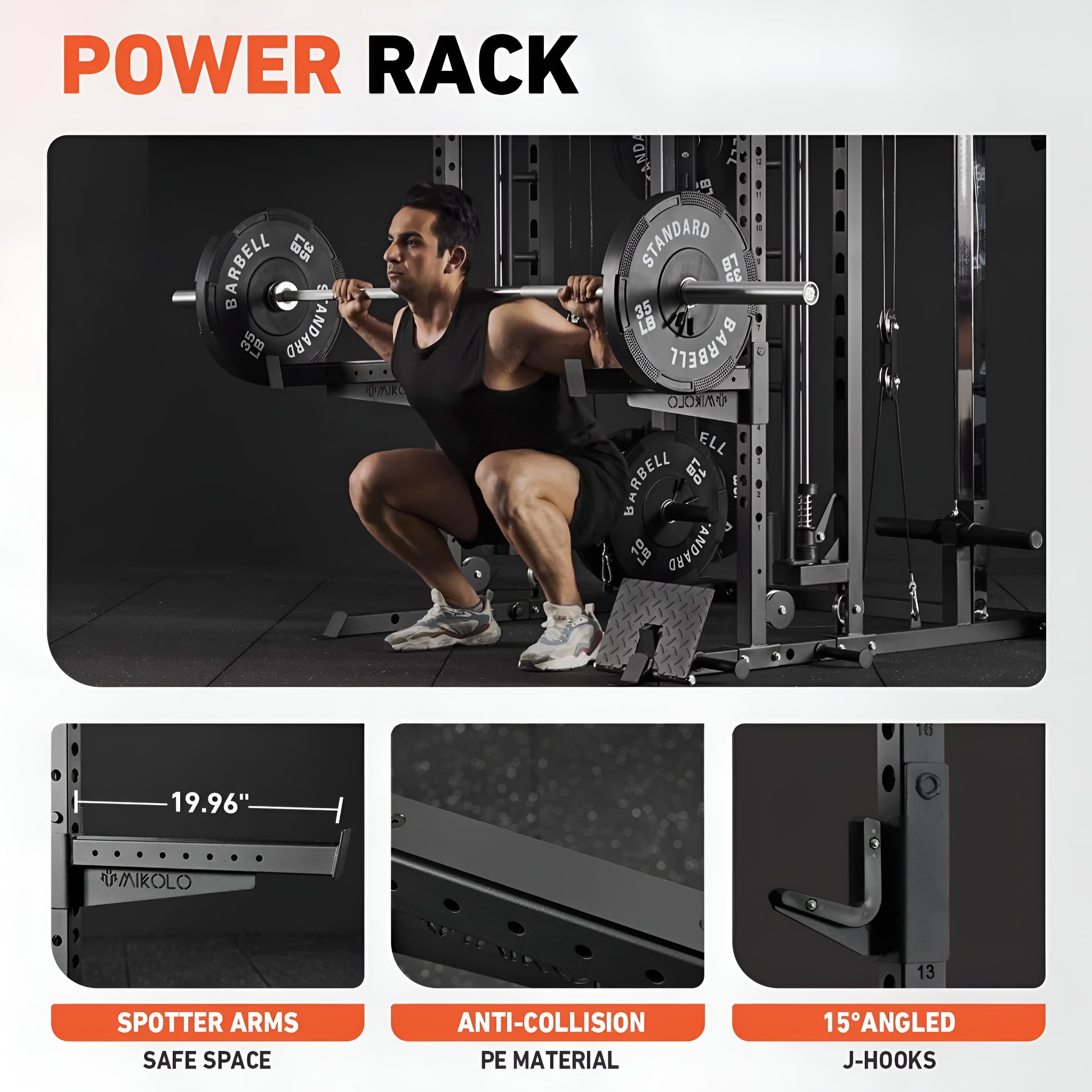 Smith Machine, All-In-One Power Rack Cage with Vertical Leg Press, 2000LBS Power Cage Squat Rack with Smith Bar, Dual Pulley Cable Crossover System for Home Gym