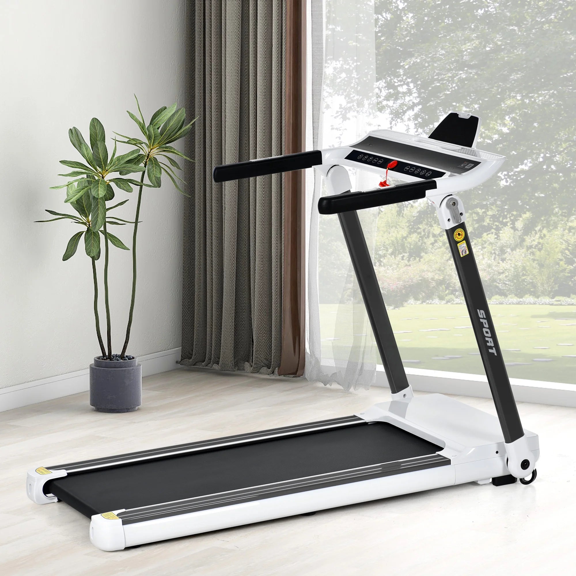 3.5HP Folding Electric Treadmill with Incline Medium Running Machine ,Running Fitness Machine Gym,330Lb Folding Treadmill Electric Motorized Power 14.8KM/H