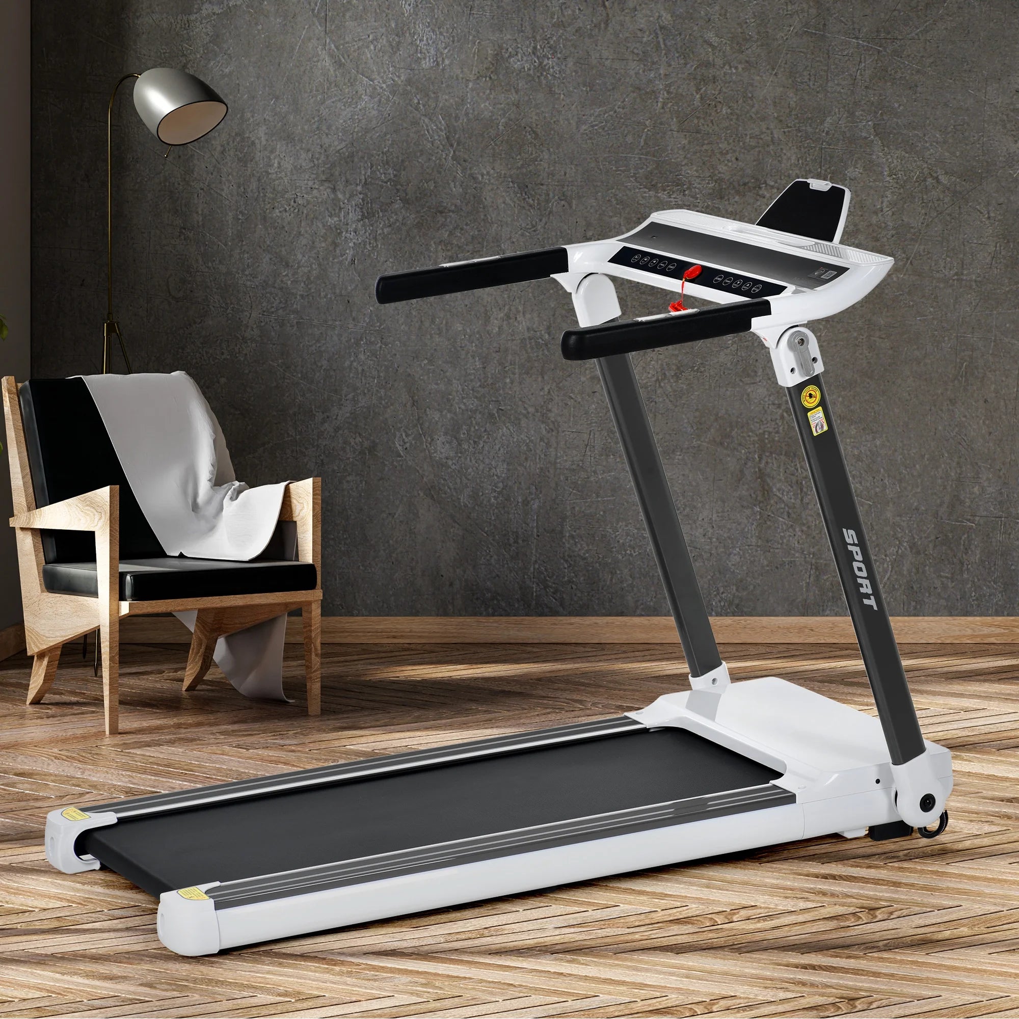 3.5HP Folding Electric Treadmill with Incline Medium Running Machine ,Running Fitness Machine Gym,330Lb Folding Treadmill Electric Motorized Power 14.8KM/H