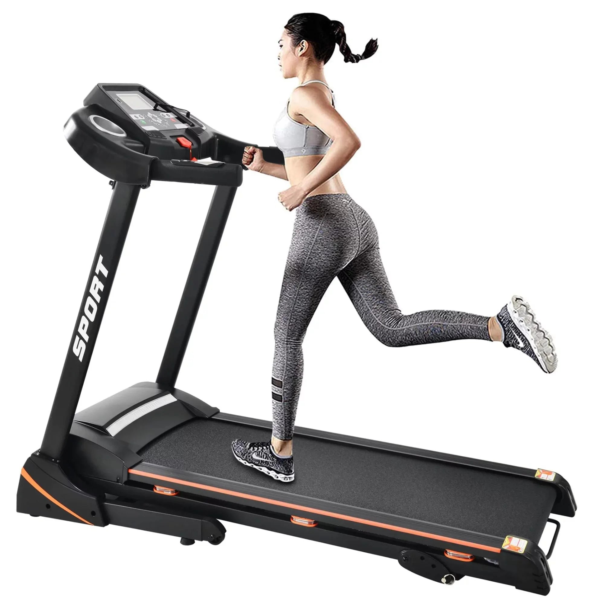 Folding Electric Treadmill with Incline, 330Lb Capacity 3.5HP Treadmill for Home Office Workout - Black