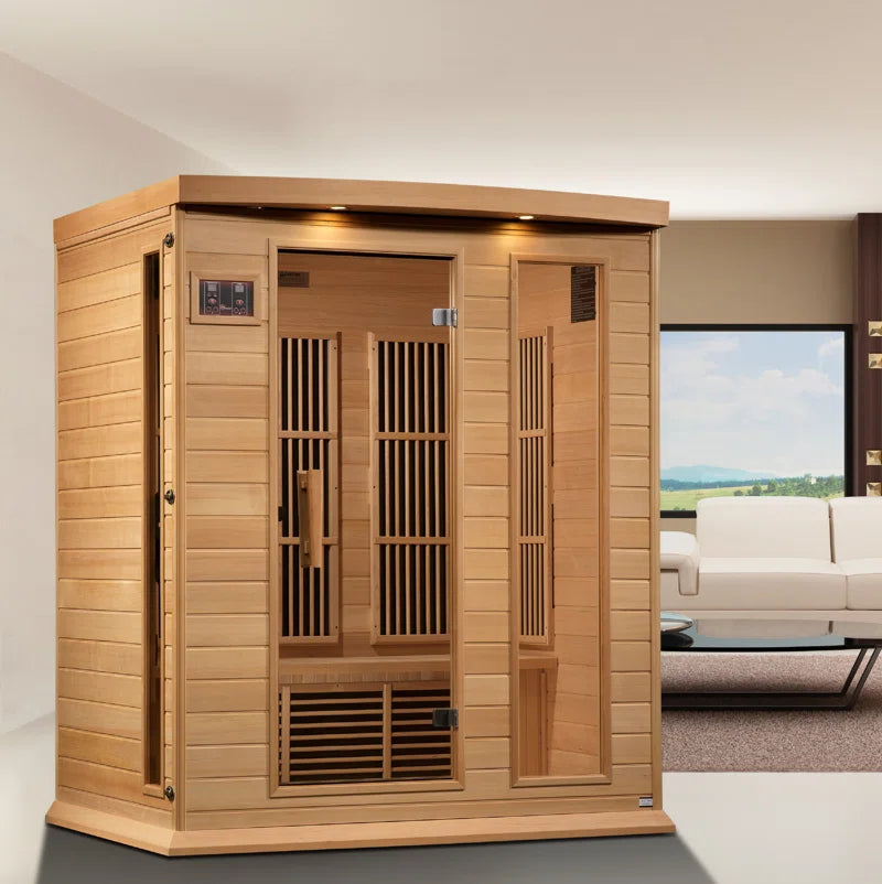Saunas 3 - Person Indoor Bluetooth Compatible FAR Infrared Sauna in Hemlock