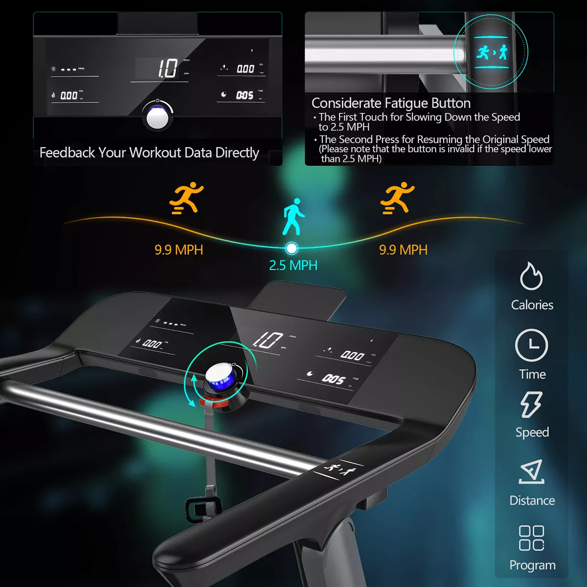 Superfit Folding Electric Treadmill Jogging Machinebluetooth10 Preset Programs