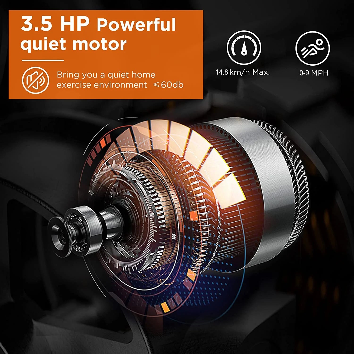 Folding Electric Treadmill with Incline, 330Lb Capacity 3.5HP Treadmill for Home Office Workout - Black