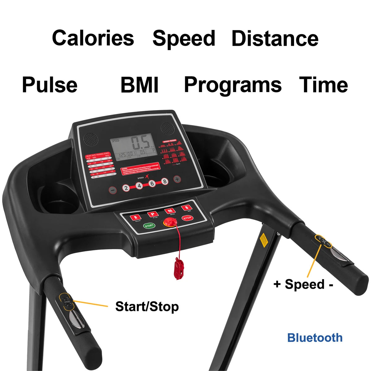 [USA Direct] Bominfit JK88 Home Office Folding Treadmill - 3.5HP Quiet Motor | 1-16Km/H Running & Walking | Installation-Free | Cup Holder | Folding Handle | Smart LED Display | Heart Rate Sensor | Max 150Kg User Weight