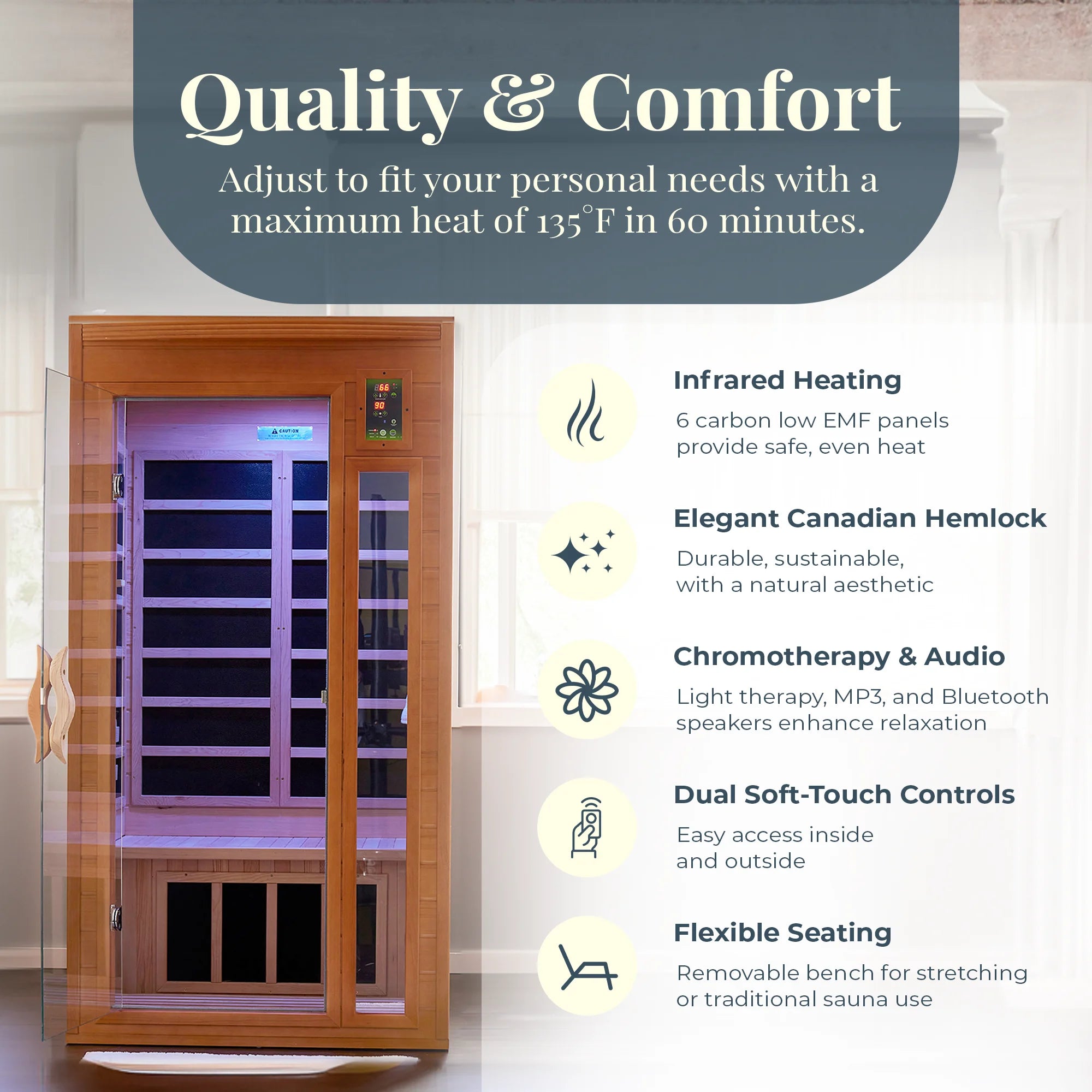 Barcelona 1 to 2 Person Low EMF FAR Infrared Home Sauna