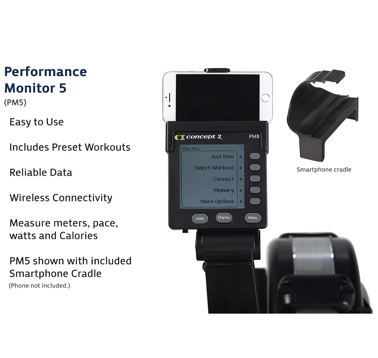 Rowerg Indoor Rowing Machine - PM5 Monitor, Device Holder, Adjustable Air Resistance, Easy Storage