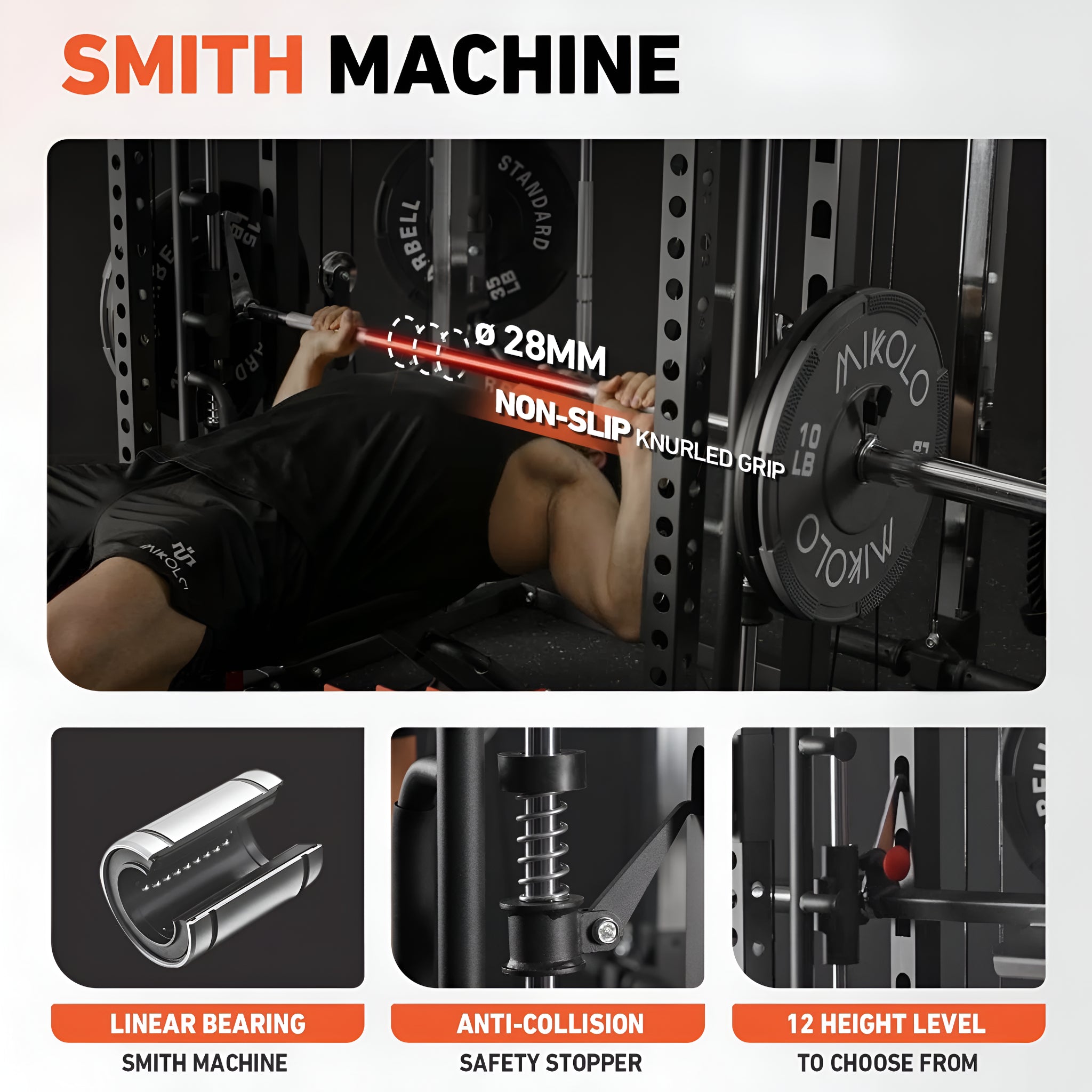 Smith Machine, All-In-One Power Rack Cage with Vertical Leg Press, 2000LBS Power Cage Squat Rack with Smith Bar, Dual Pulley Cable Crossover System for Home Gym