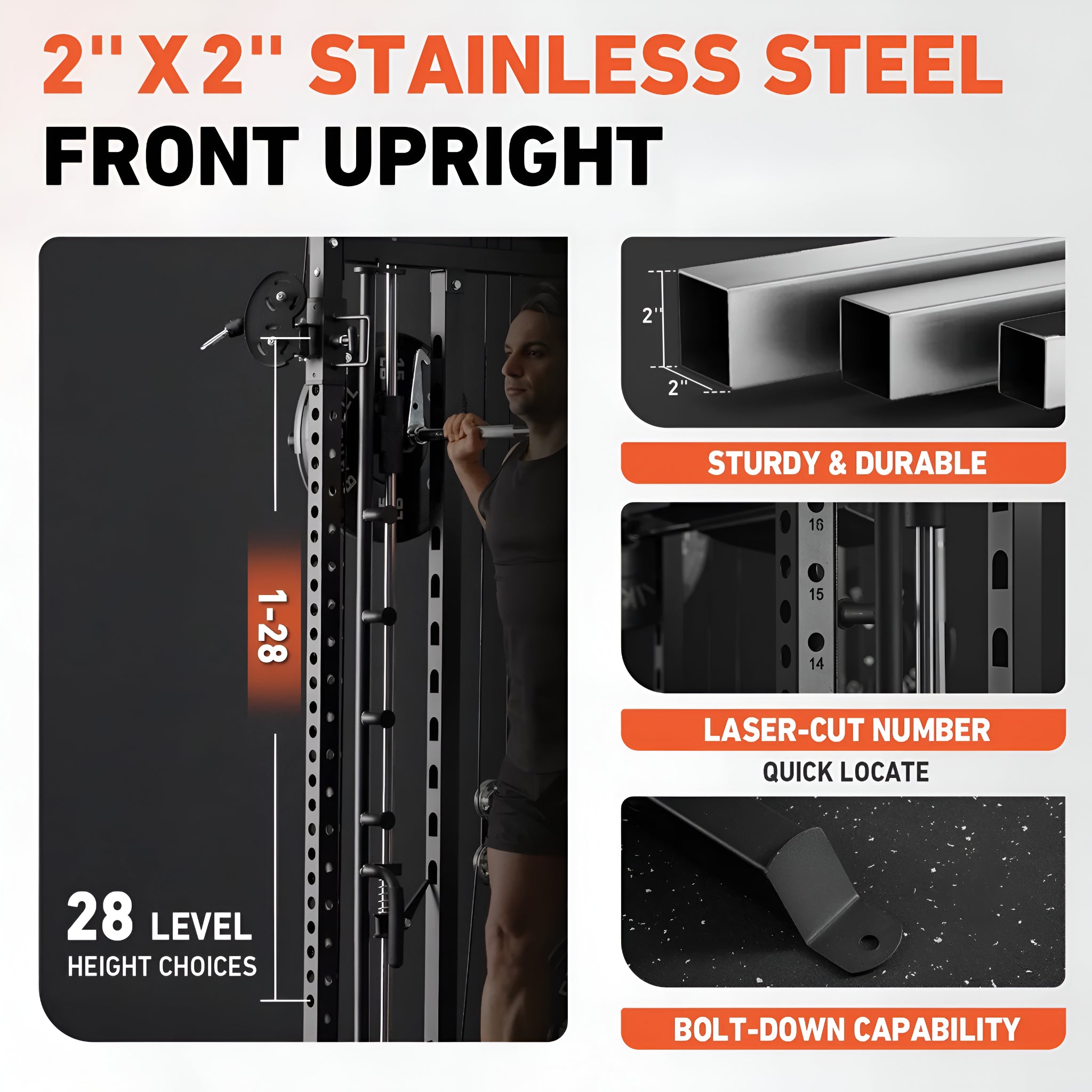 Smith Machine, All-In-One Power Rack Cage with Vertical Leg Press, 2000LBS Power Cage Squat Rack with Smith Bar, Dual Pulley Cable Crossover System for Home Gym