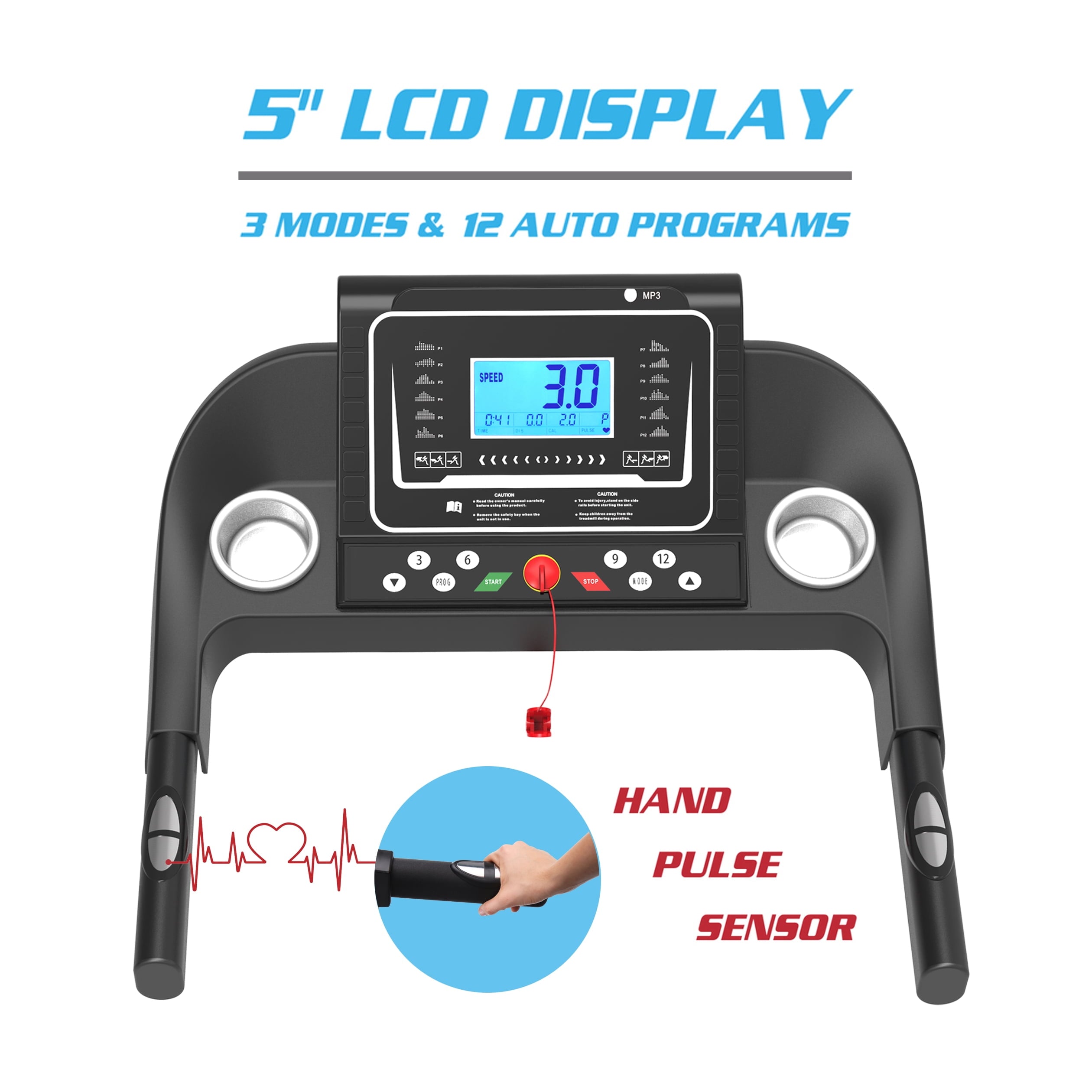 Foldable Treadmill with Incline, Folding Treadmill for Home Workout, Electric Walking Treadmill Machine 5" LCD Screen 250 Lb Capacity MP3