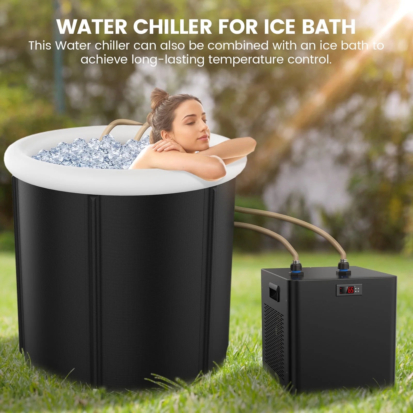 Foldable Ice Bath Tub Compatible with Water Chillers, Portable Cold Plunge with Cover for Athletes and Adult