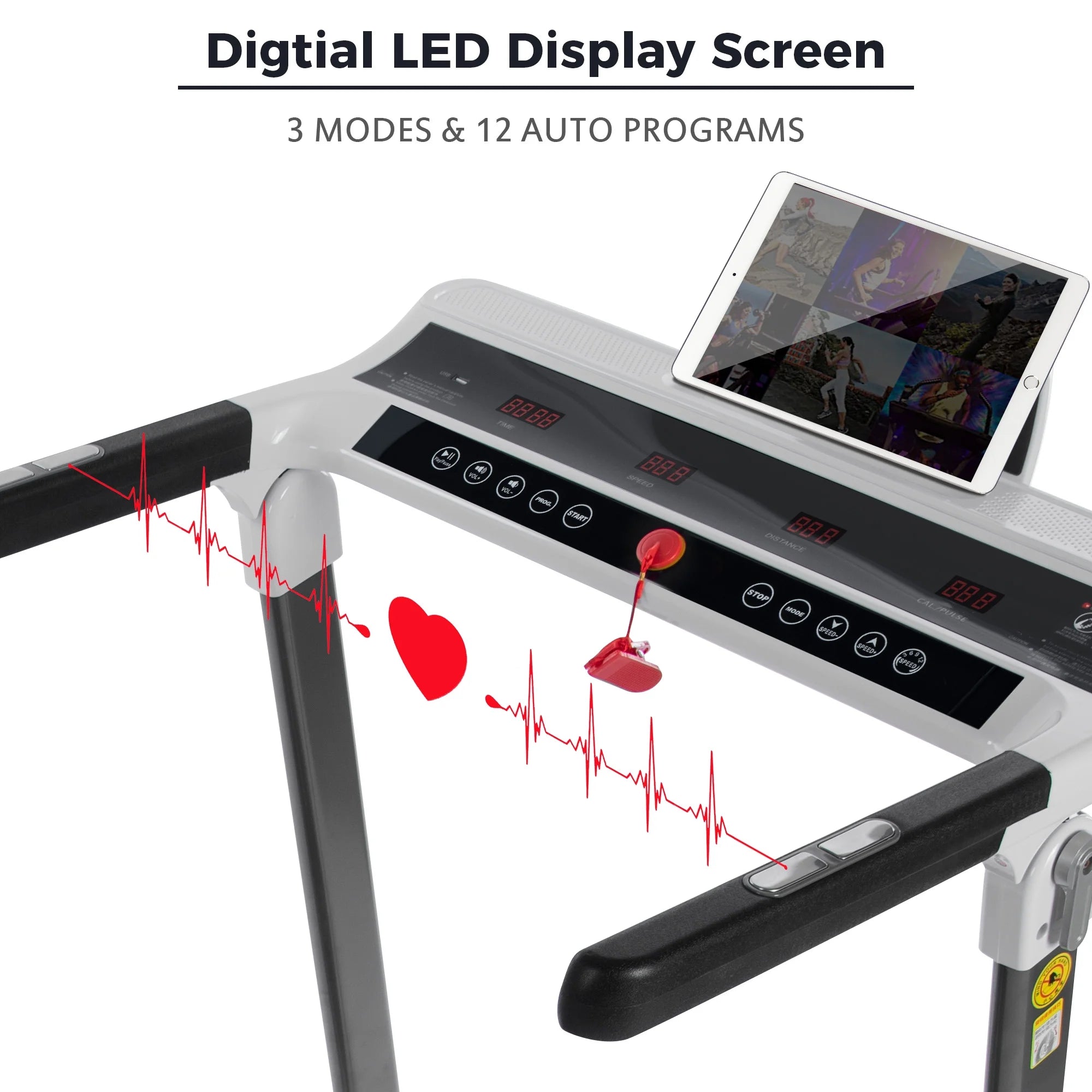 3.5HP Folding Electric Treadmill with Incline Medium Running Machine ，Running Fitness Machine Gym，330Lb Folding Treadmill Electric Motorized Power 14.8KM/H