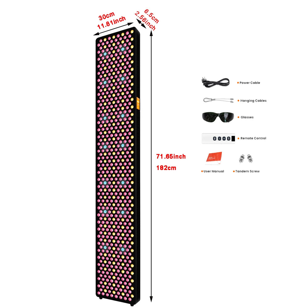 Red Light Therapy 1.82M Tall Full Body Red Light Therapy Bed 480&590Nm 1060Nm 850Nm 9 Wavelengths Led Light Therapy with Stand